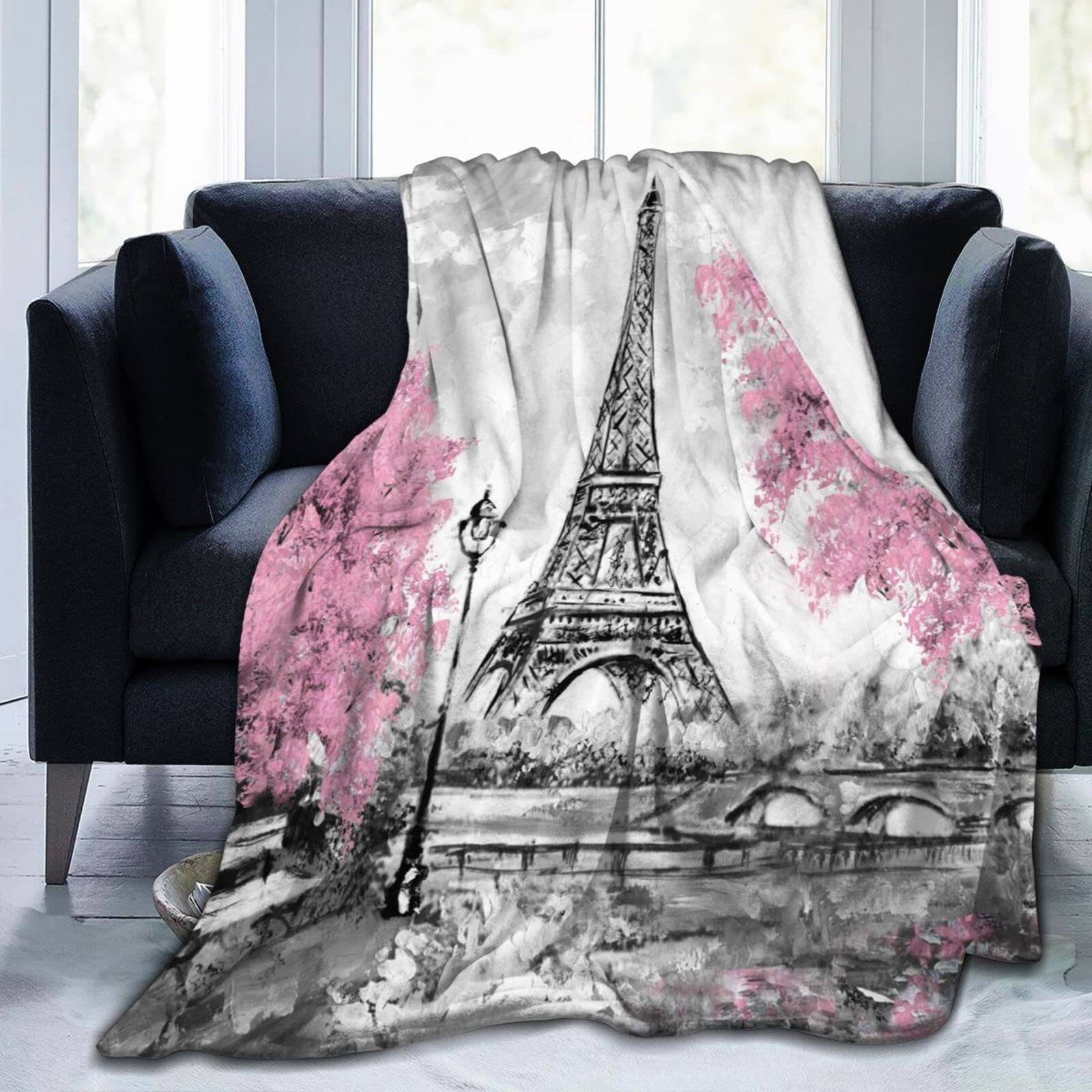 Home Textiles Paris - パリのエッフェル塔プリントブランケット ソファベッド用 旅行 キャンプ リビングルーム オフィス