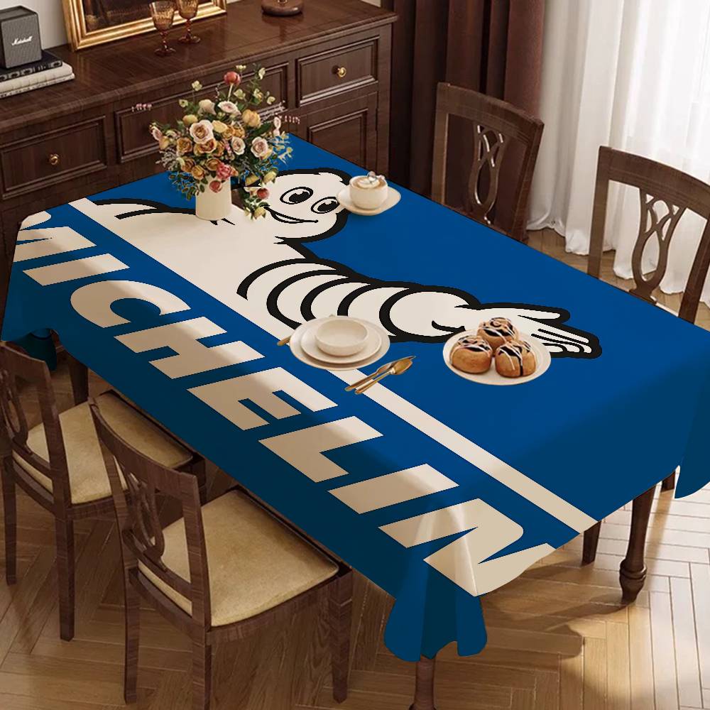 Home Textiles Today Logo - M-Michelinsロゴ入りポリエステル防水テーブルクロス、ベッドサイドテーブル防塵装飾布、リビングルームコーヒーテーブルクロス