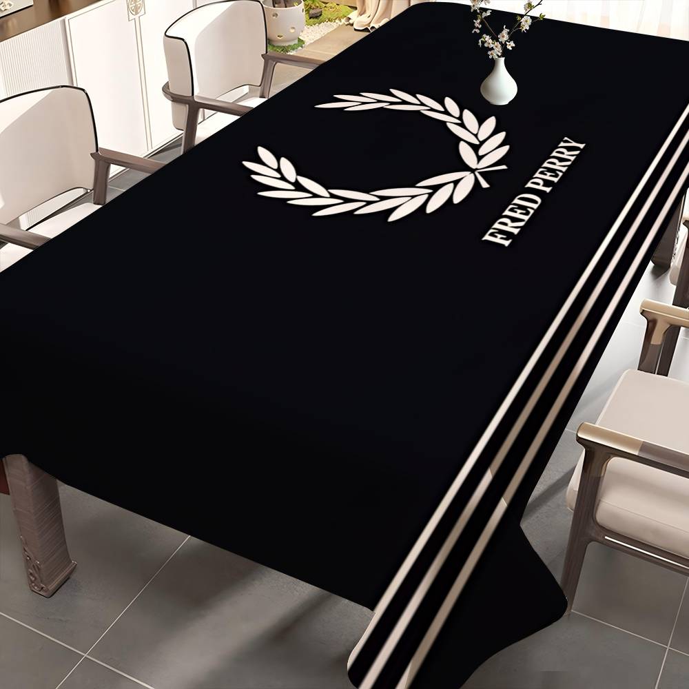 Home Textiles Today Logo - フレッドペリーロゴ入り長方形テーブルクロス テーブル装飾 再利用可能 防水 キッチン ダイニングテーブルクロス