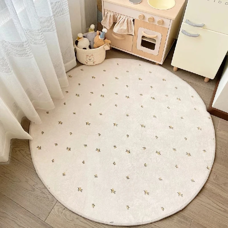 Home Textiles Rug - 寝室用の新鮮でシンプルなラグ リビングルーム用の大面積カーペットで覆われた丸いふわふわのベッドサイドマット ソフトクロークラグ