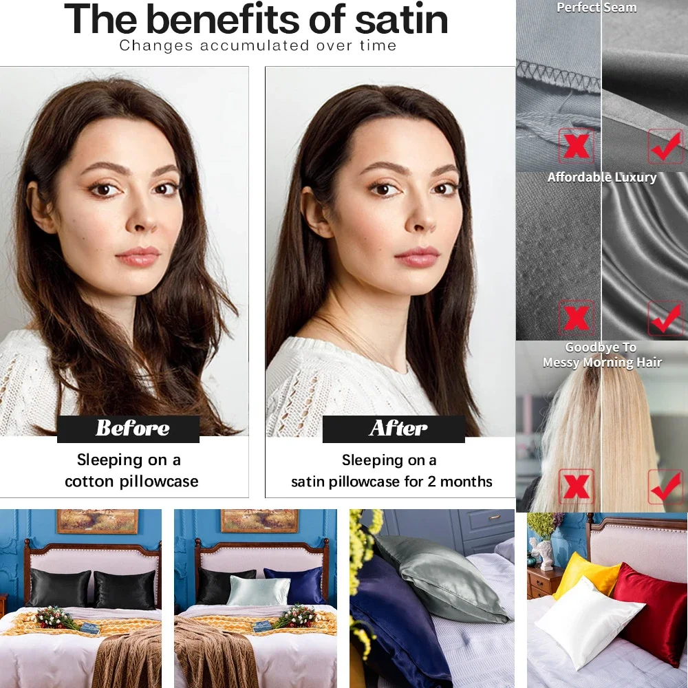 髪と肌用のサテン枕カバー 2 パック シルク枕カバーに似た非 - Home Textiles Super Soft のレビューと価格