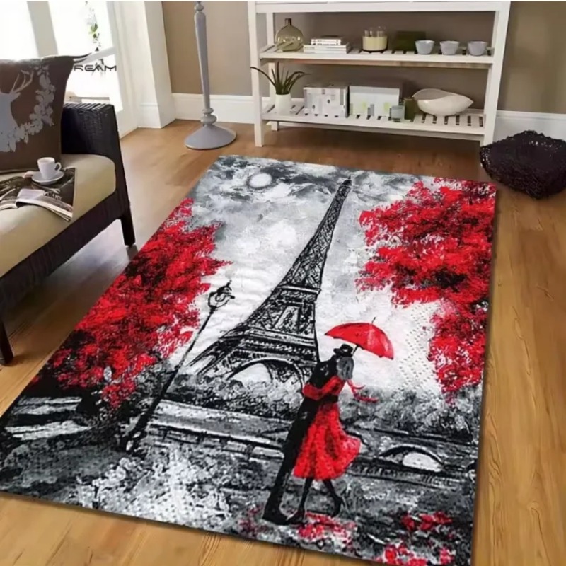 ヴィンテージパリエッフェル塔アートリビングルームラグ、フラン - Home Textiles Paris のレビューと価格