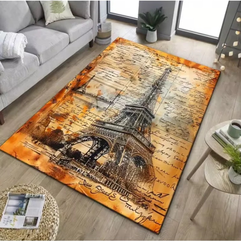 ヴィンテージパリエッフェル塔アートリビングルームラグ、フラン - Home Textiles Paris のレビューと価格