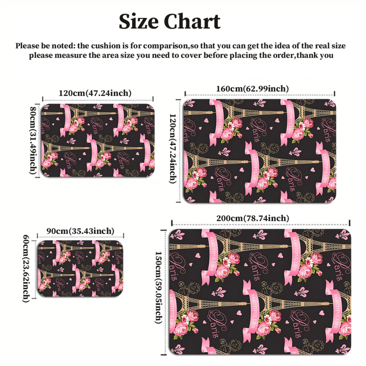 パリ エッフェル塔 ローズピンク クリスタルベルベット ラグ - Home Textiles Paris のレビューと価格