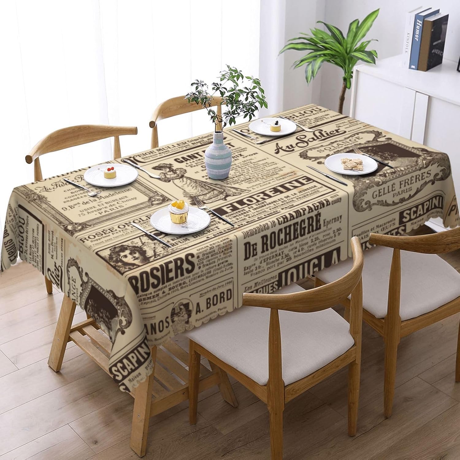 ヴィンテージパリフランス新聞テーブルクロス、ブラウンニュース - Home Textiles Paris のレビューと価格