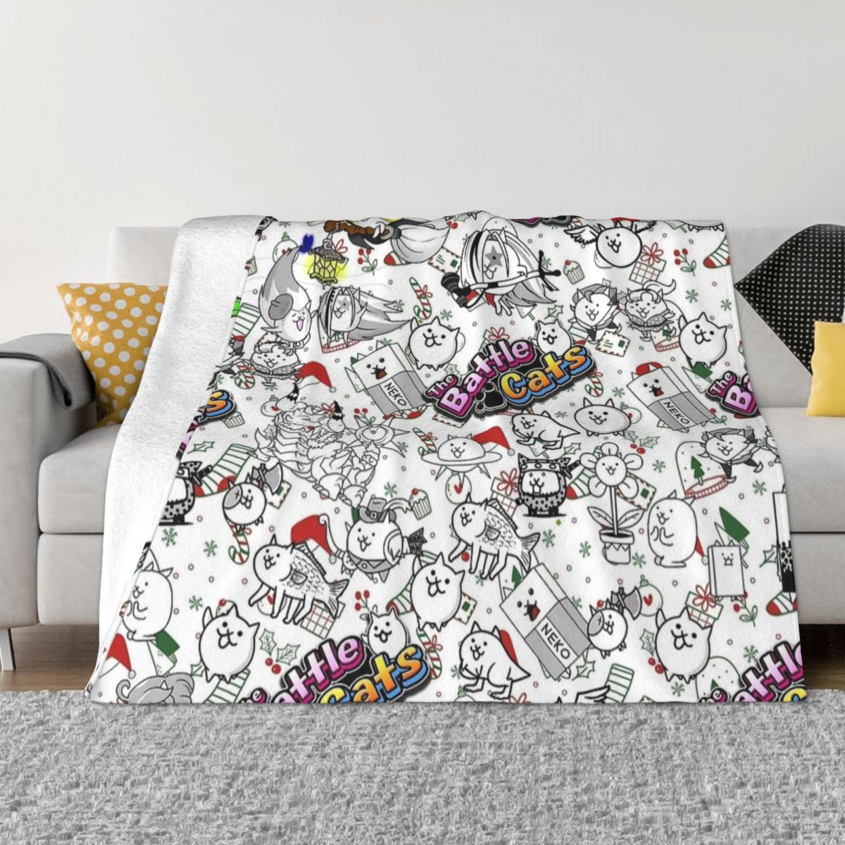 バトルキャッツゲームブランケットフリーステキスタイル装飾通気 - Home Textiles Super Soft のレビューと価格