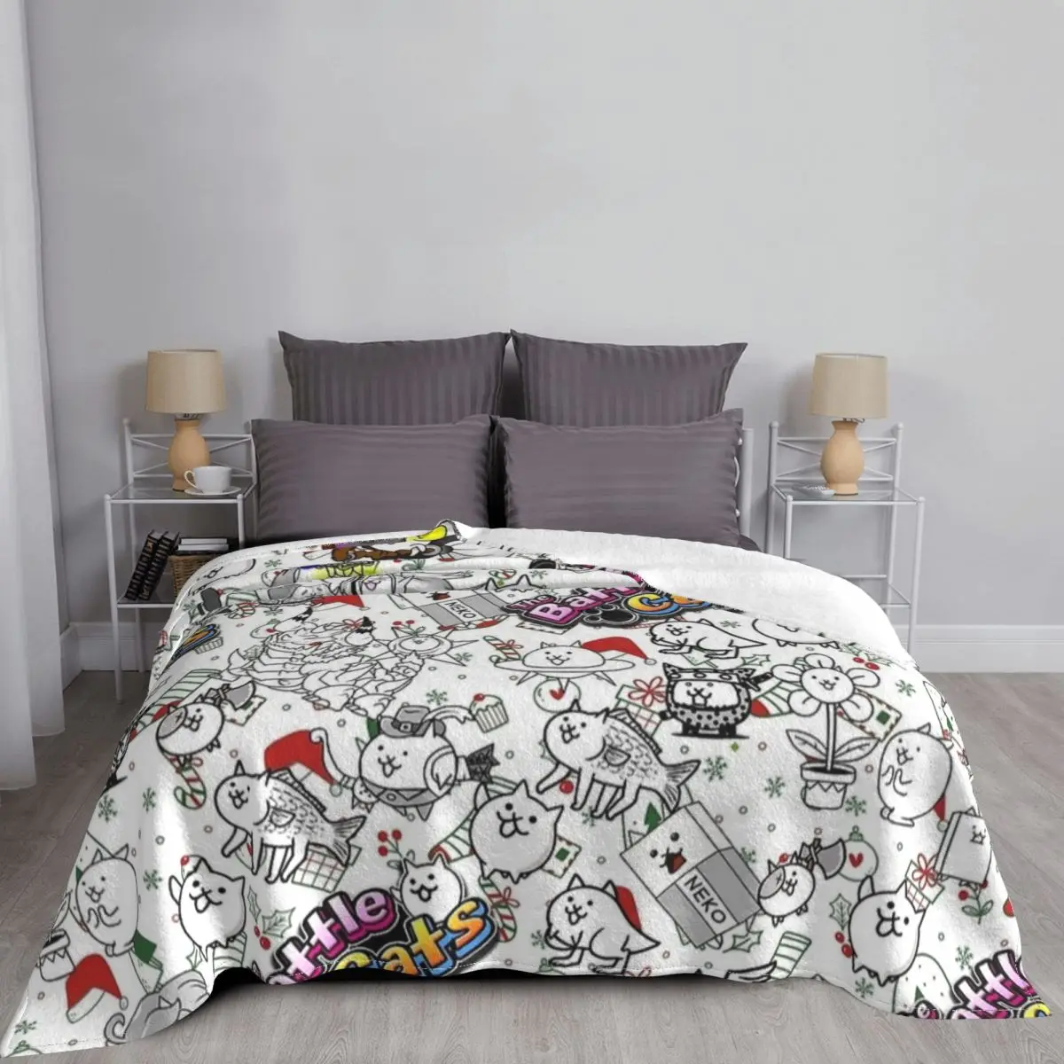 バトルキャッツゲームブランケットフリーステキスタイル装飾通気 - Home Textiles Super Soft のレビューと価格
