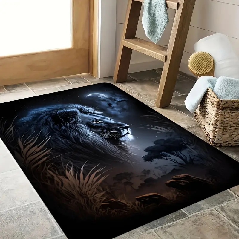 星空の夜のライオンフロアマット - クリエイティブな金色の動 - Home Textiles Rug のレビューと価格