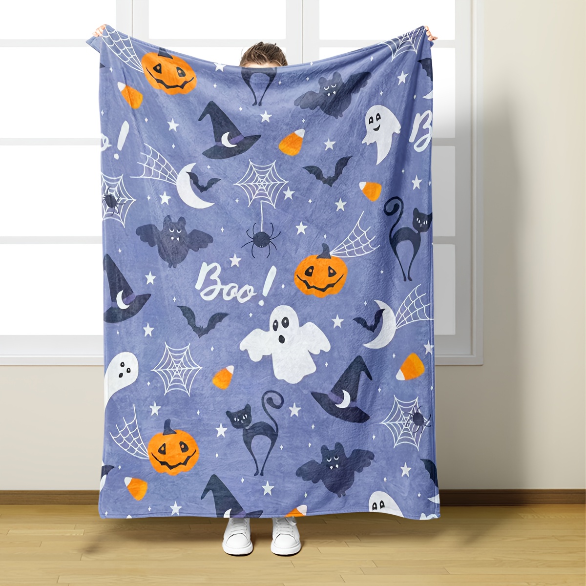ハロウィンブランケット パンプキン 猫 コウモリ 魔女 フラ - Home Textiles Super Soft のレビューと価格