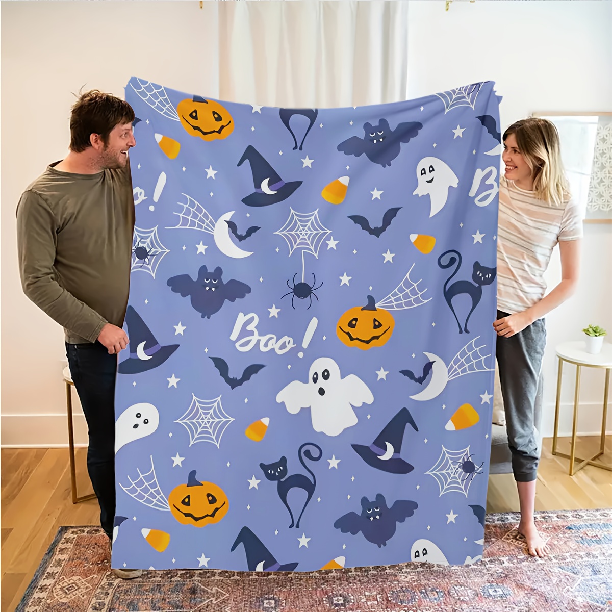 ハロウィンブランケット パンプキン 猫 コウモリ 魔女 フラ - Home Textiles Super Soft のレビューと価格
