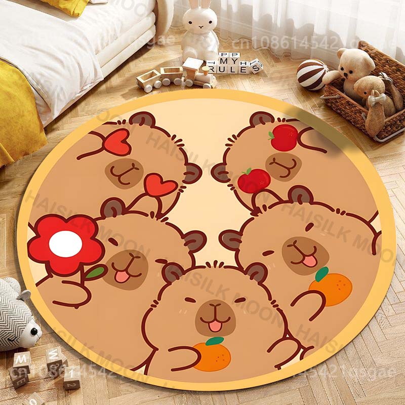 カピバラ-漫画のプリントが施された丸いカーペット,リビングル - Home Textiles Rug のレビューと価格