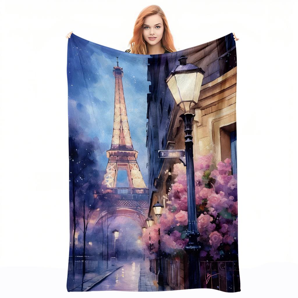 パリの夜景パターン フランネルプリントブランケット オールシ - Home Textiles Paris のレビューと価格