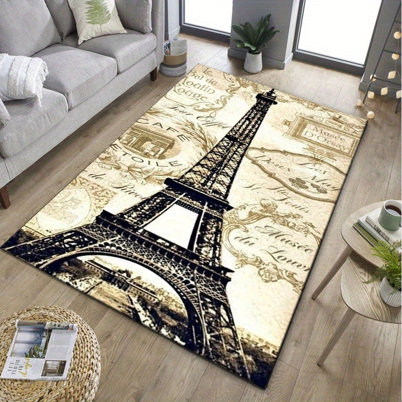 エッフェル塔パリをテーマにしたエレガントな家の装飾用ラグ - - Home Textiles Paris のレビューと価格